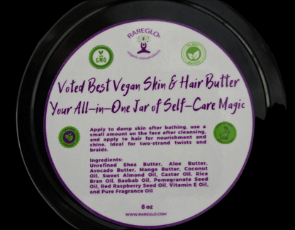 RareGlo Skin & Hair Butter 8 oz - RareGlo Organic Shea Products